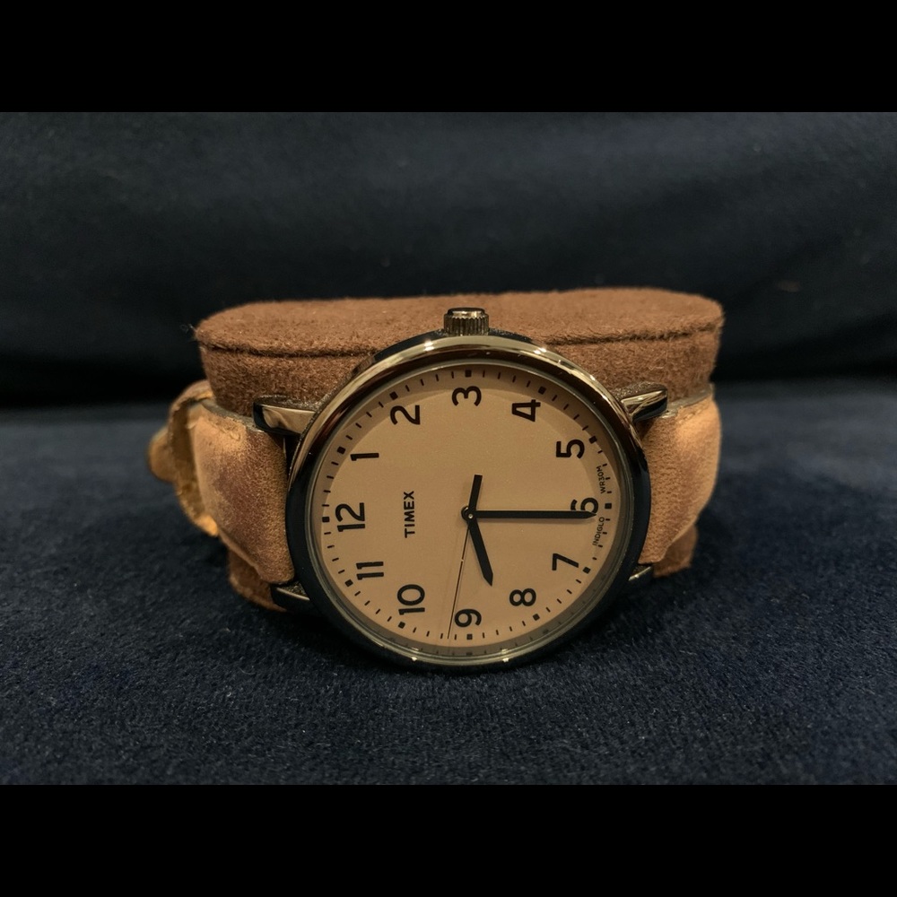 Unisex Timex Gunmetal + Leather Watch